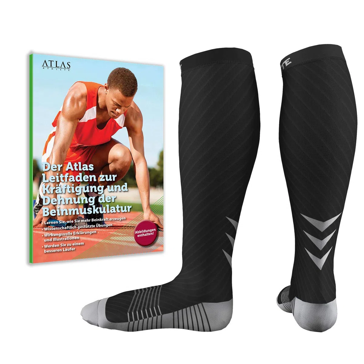 Calze Compressione Graduata Donna Uomo - Gambaletto Calze Elastiche a Compressione per Corsa, Ciclismo, Infermieri, Aereo, CrossFit - 1 Paio