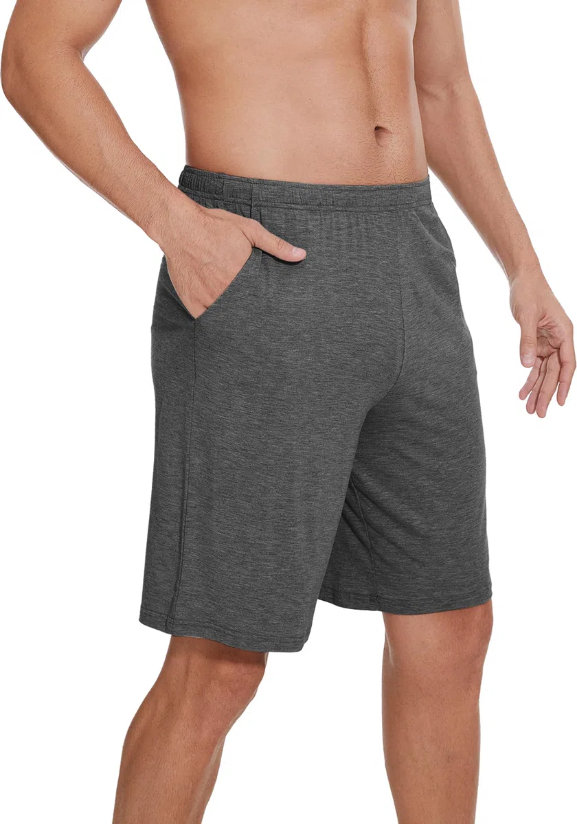 WiWi Mens Bamboo Viscose Pajama Shorts Lightweight Lounge Bottoms Soft Knit Sleep Short Pants Loungewear with Pockets S-3X