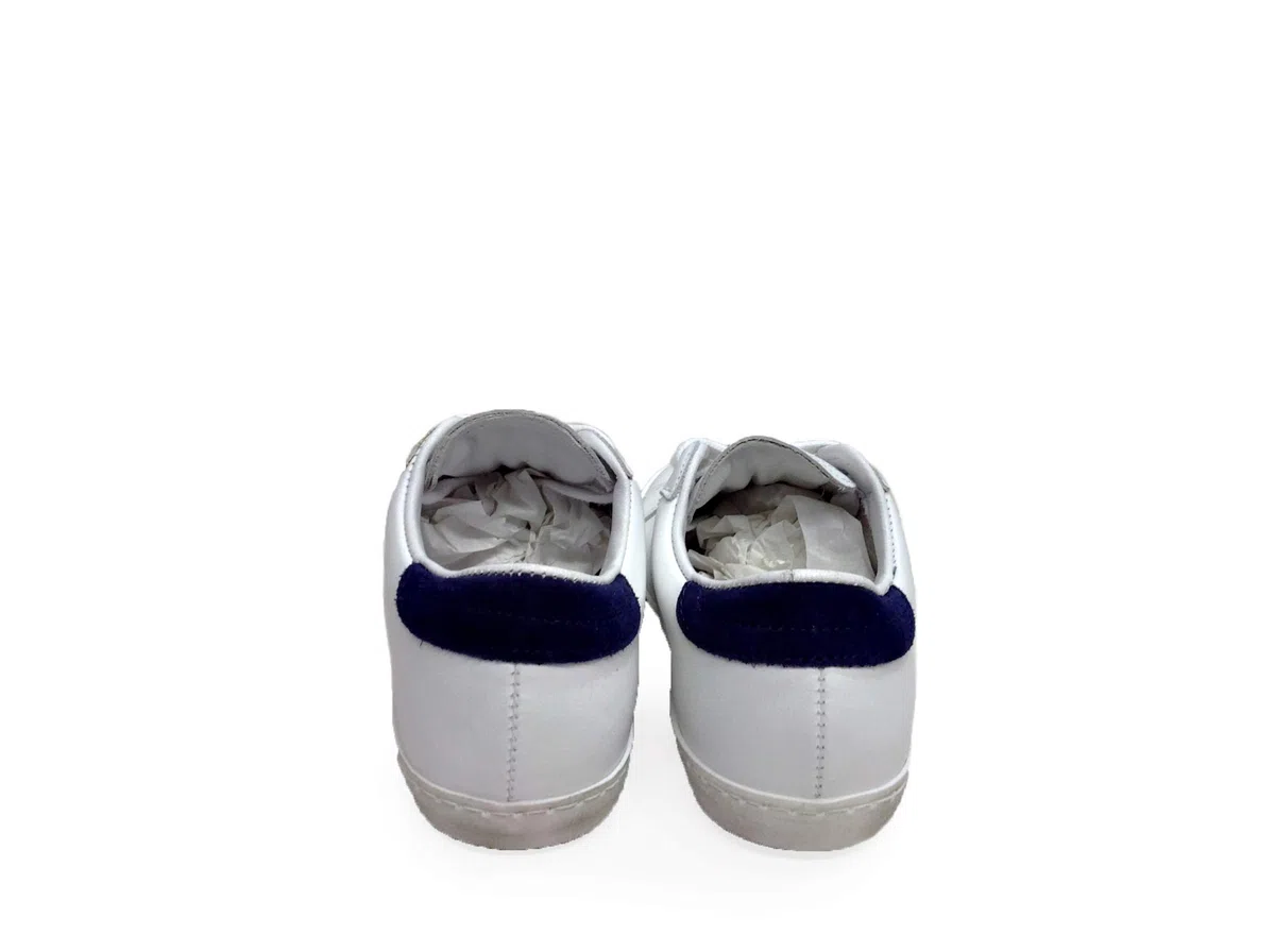 VIA CONDOTTI Scarpe Sneakers Basse Uomo Pelle Bianca Stella Nera Art Golf