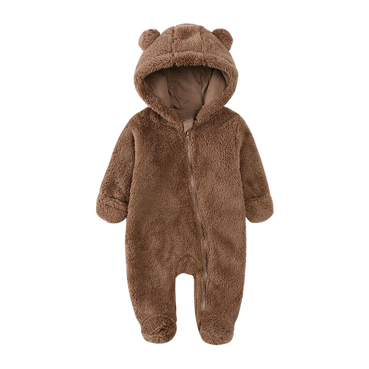 Tuta Invernale da Bambina per Neonato, Neonato, Cappotto Invernale, Tutina in Pile con Cappuccio, Orso Solido, Caldo Pile Tutina 1 Anno