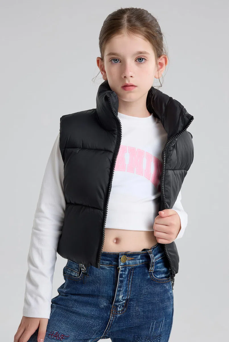 SOLOCOTE Gilet Invernale per Ragazze Impermeabile Caldo Senza Maniche con Colletto Alto Cappotto per Bambini