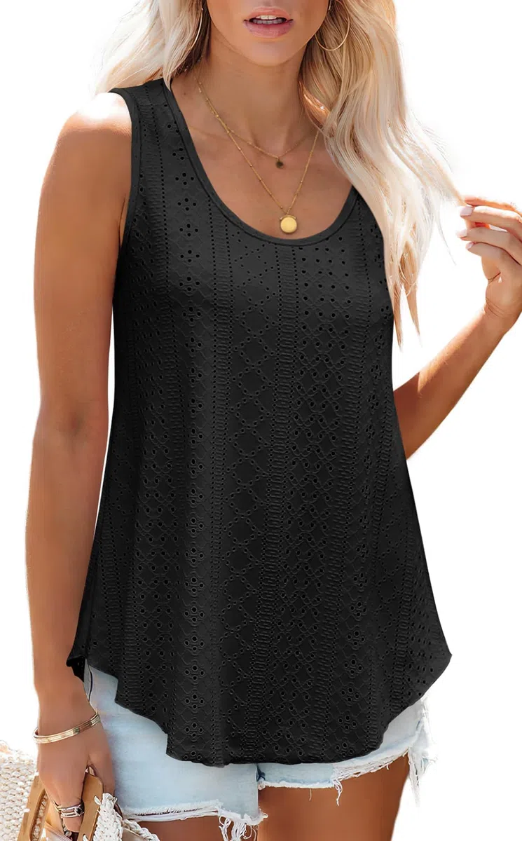 DUOEASE Canotte e Top da Donna Estate Casual Smanicato con Scollo U Tunica Camicetta Tshirt