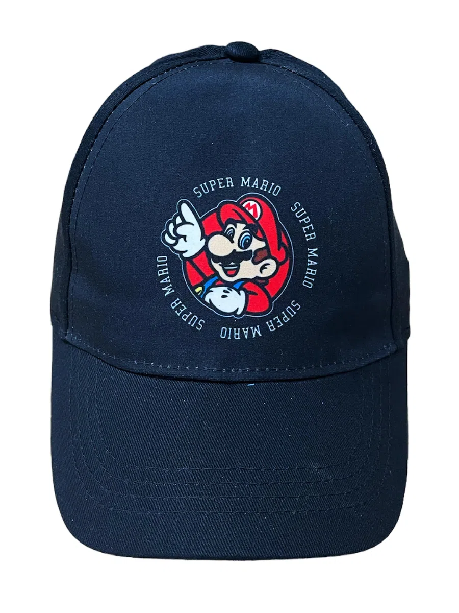 Cappello Super Mario. Logo Mario. Cappellino con Visiera da Bambino. Cappellino da Baseball Nero. (IT, Numero, 52, Nero)