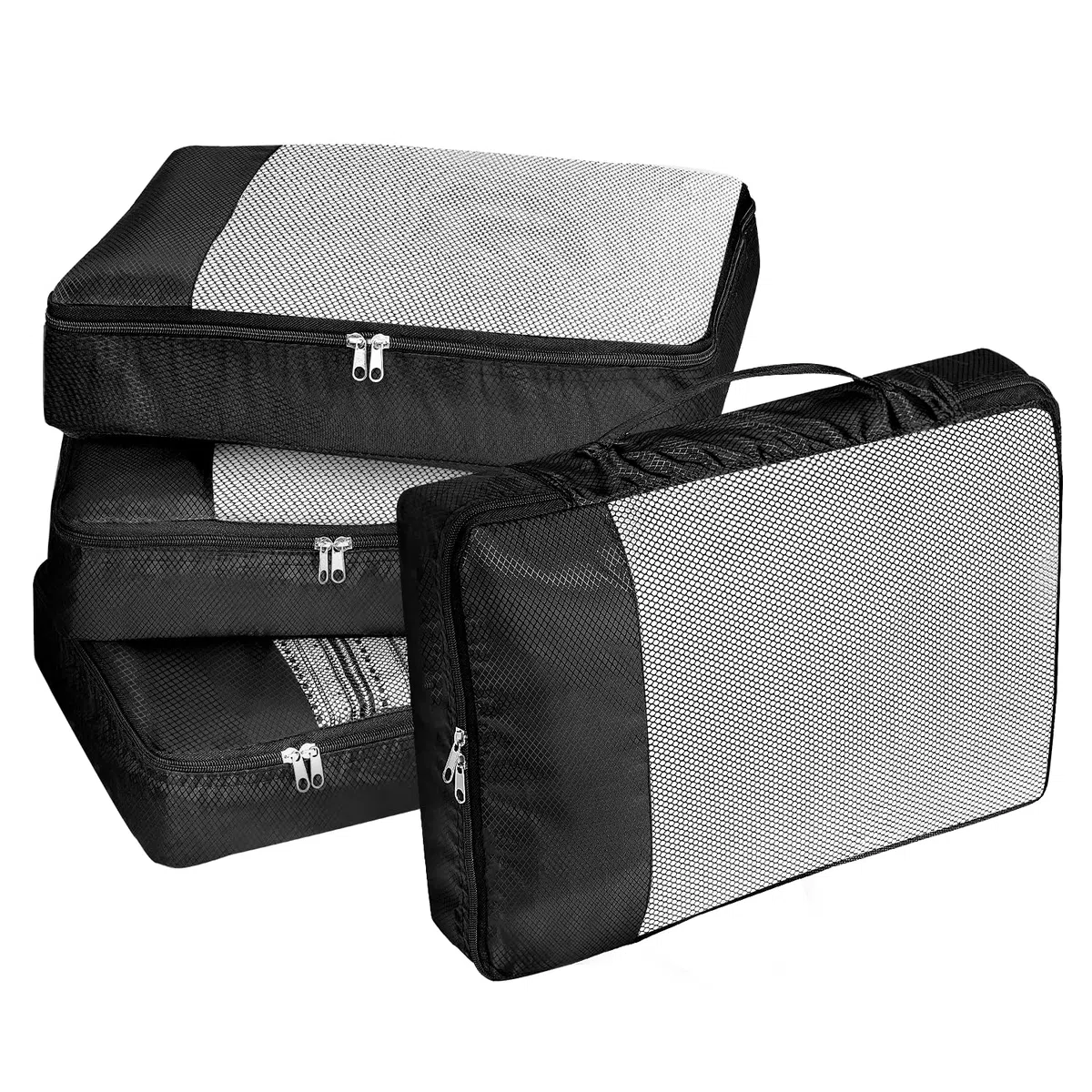 Organizer Valigia Organizzatori Valigia Viaggio Organizer Valigia Salvaspazio Organizer Viaggio per Biancheria Intima Calzature Vestiti 4 Pezzi Nero
