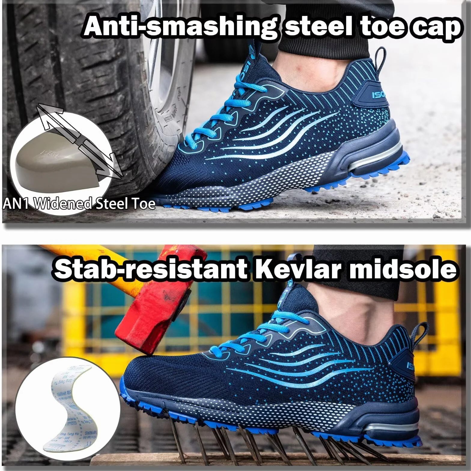 Scarpe Antinfortunistiche Uomo Donna Scarpe da Lavoro Leggere Traspiranti Scarpe da Cantiere con Punta in Acciaio