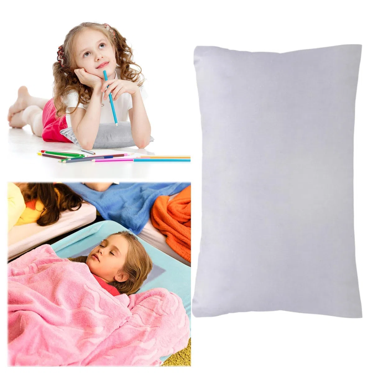 Mini cuscino,Cuscino da Viaggio Ultra Comodo,28*17cm piccolo cuscino,Mini cuscino da viaggio,lavabile in lavatrice,Adatto a bambini dai 3 ai 6 anni, supporto per il collo dell'adulto (grigio)