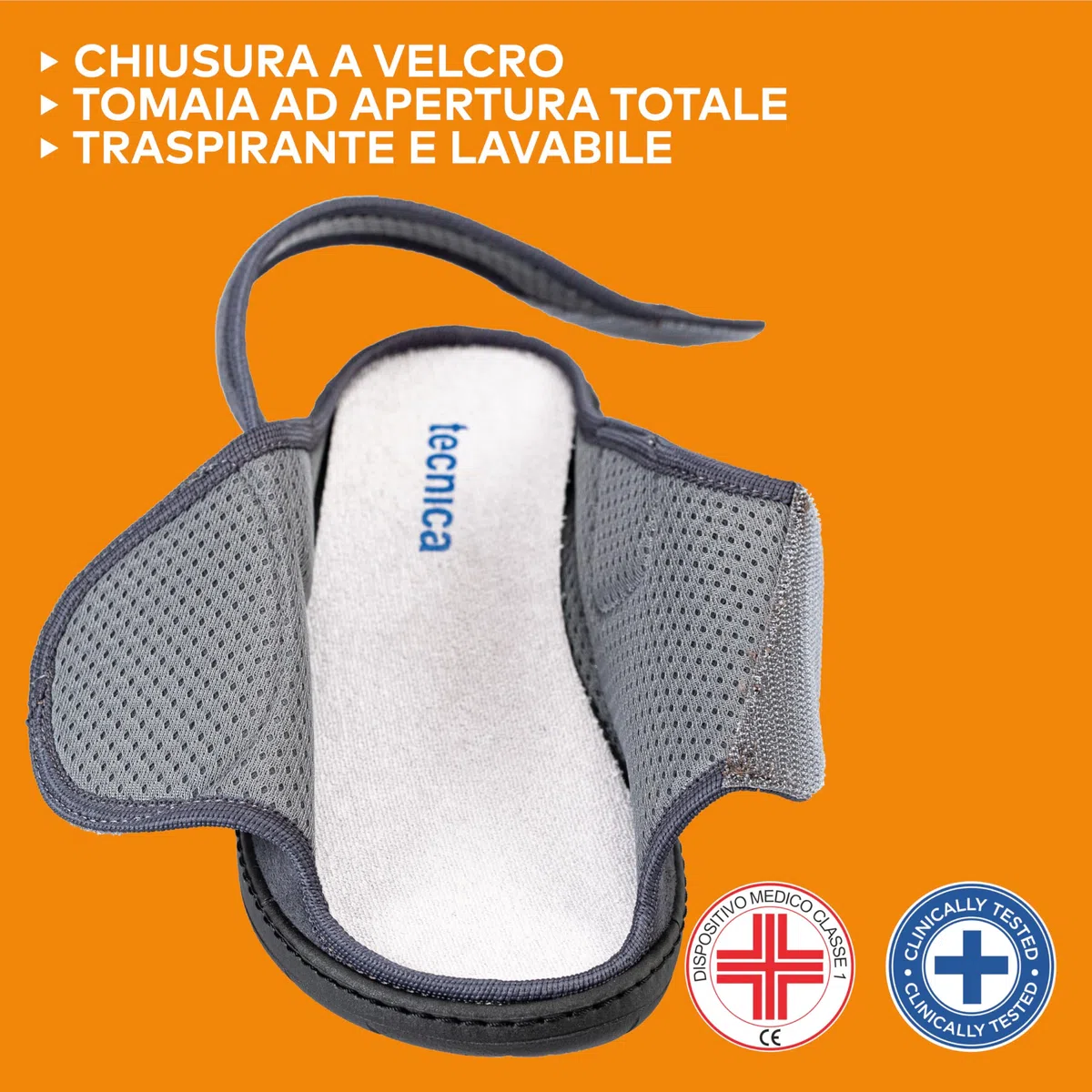EXTRO STYLE - Tecnica 7, Linea Anziani, Microfibra, Ciabatta Ortopedica Made in Italy per Piede Fasciato, Chiusura a Strappo, Scarpe Ortopediche, Dispositivo Medico Classe 1