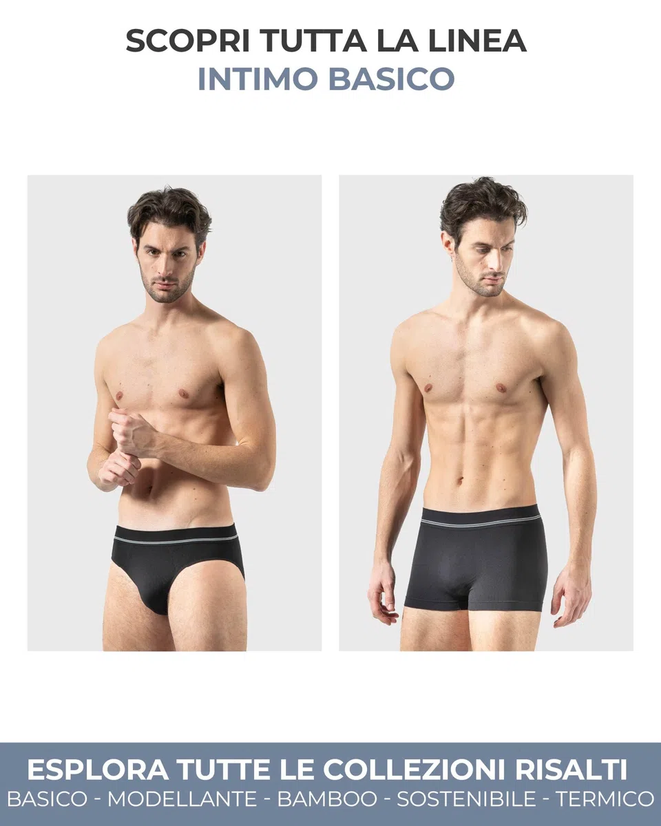 Risalti Boxer Uomo Elasticizzati in Microfibra 3 pz - Mutande Uomo più Morbide dei Boxer Cotone, Mutande Senza Cuciture ed Etichette, Intimo Comodo - Made in Italy