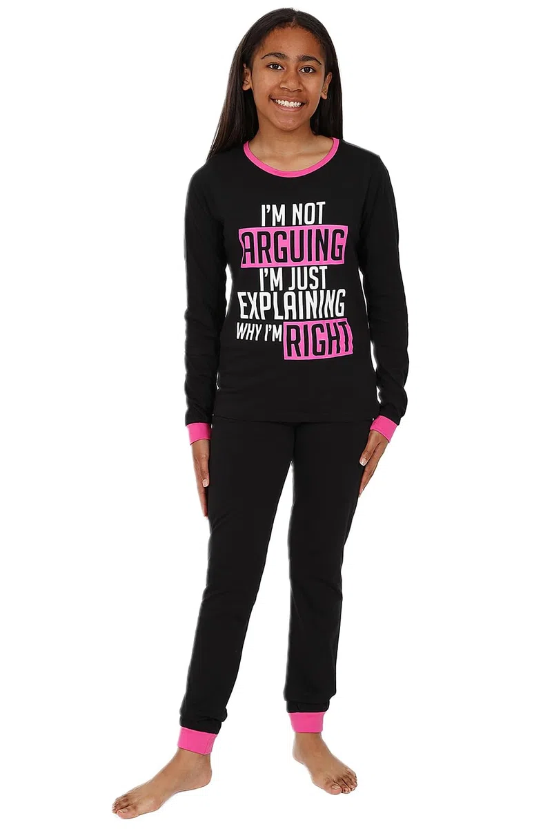 thepyjamafactory I'm Not Arguing I'm Just Explaining Why I'm Right Rosa Ragazze Lungo Cotone Pigiama Pjs per Bambini