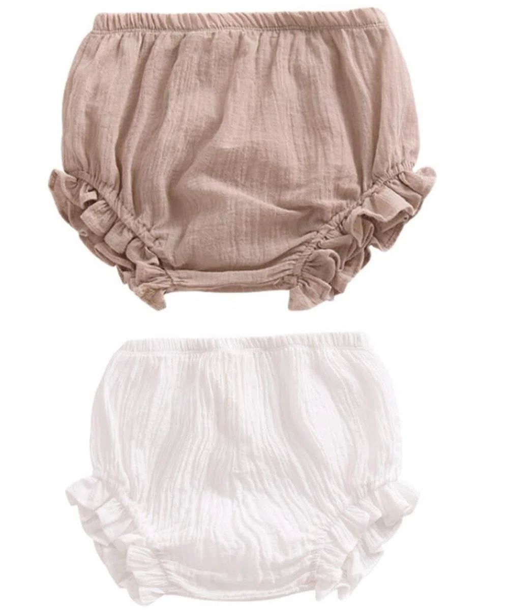 HASAKI Set di 2 copripannolini per neonati, in lino, con pantaloncini e pantaloncini