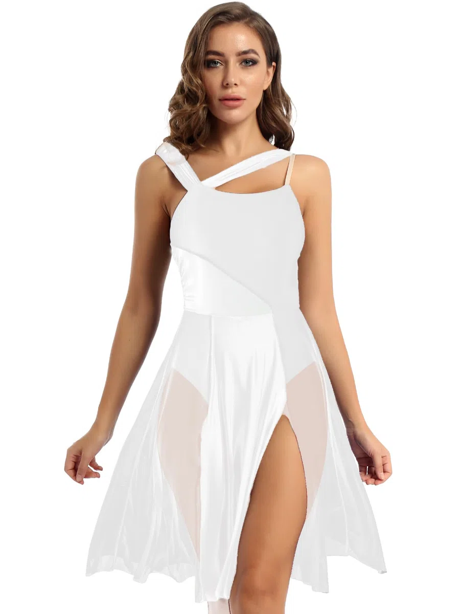 iEFiEL Donna Abito da Ballo Splice Senza Maniche Vestito da Pattinaggio Artistico Ginnastica Danza Moderna Ballerina