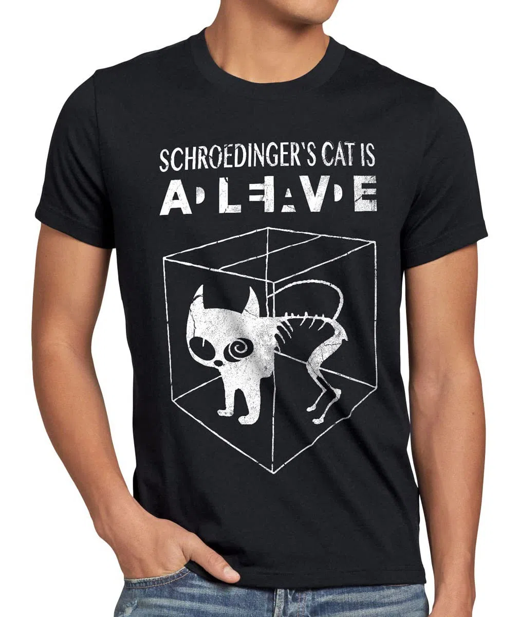 style3 Gatto di Schrödinger T-Shirt da Uomo Sheldon