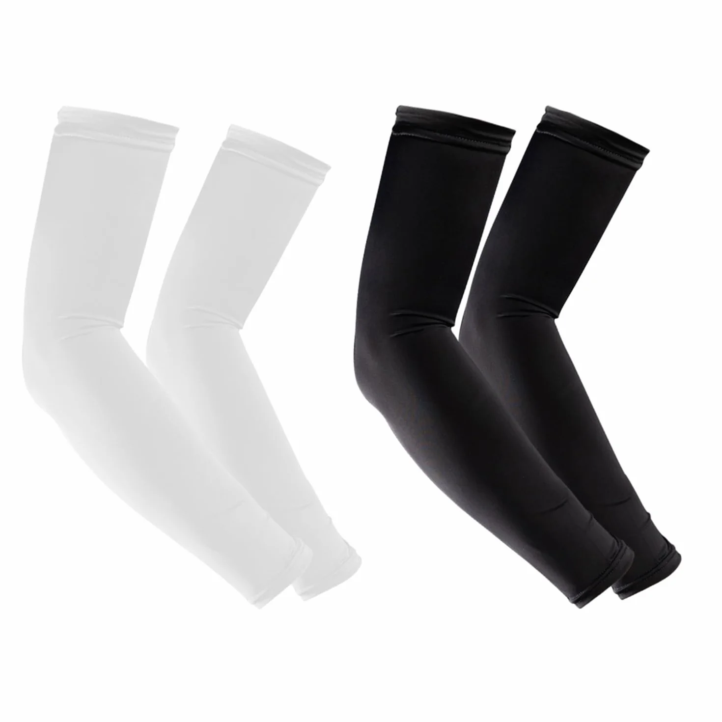 2 Paia Manicotti Manicotti A Compressione per Braccio da Donna Manicotti per Protezione Solare da Esterno Adatti per Corsa, Basket E Corsa (Nero + Bianco)