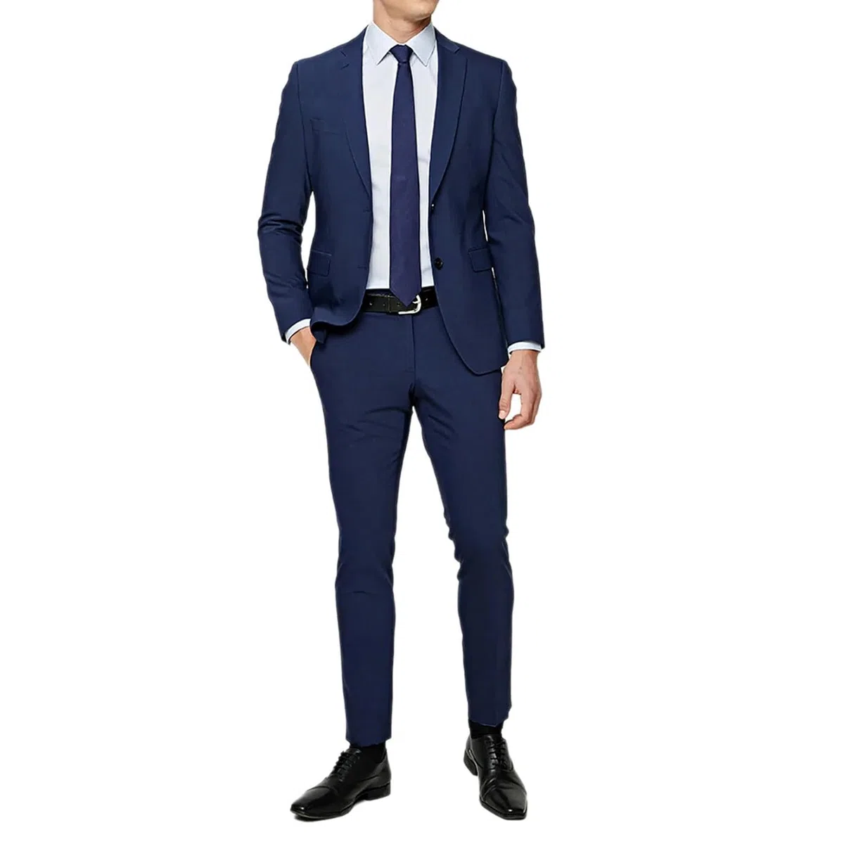 Abito da Uomo con Giacca e Pantalone Elegante Classico Tinta Unita Blu Nero 46 48 50 52 54 56 58 60