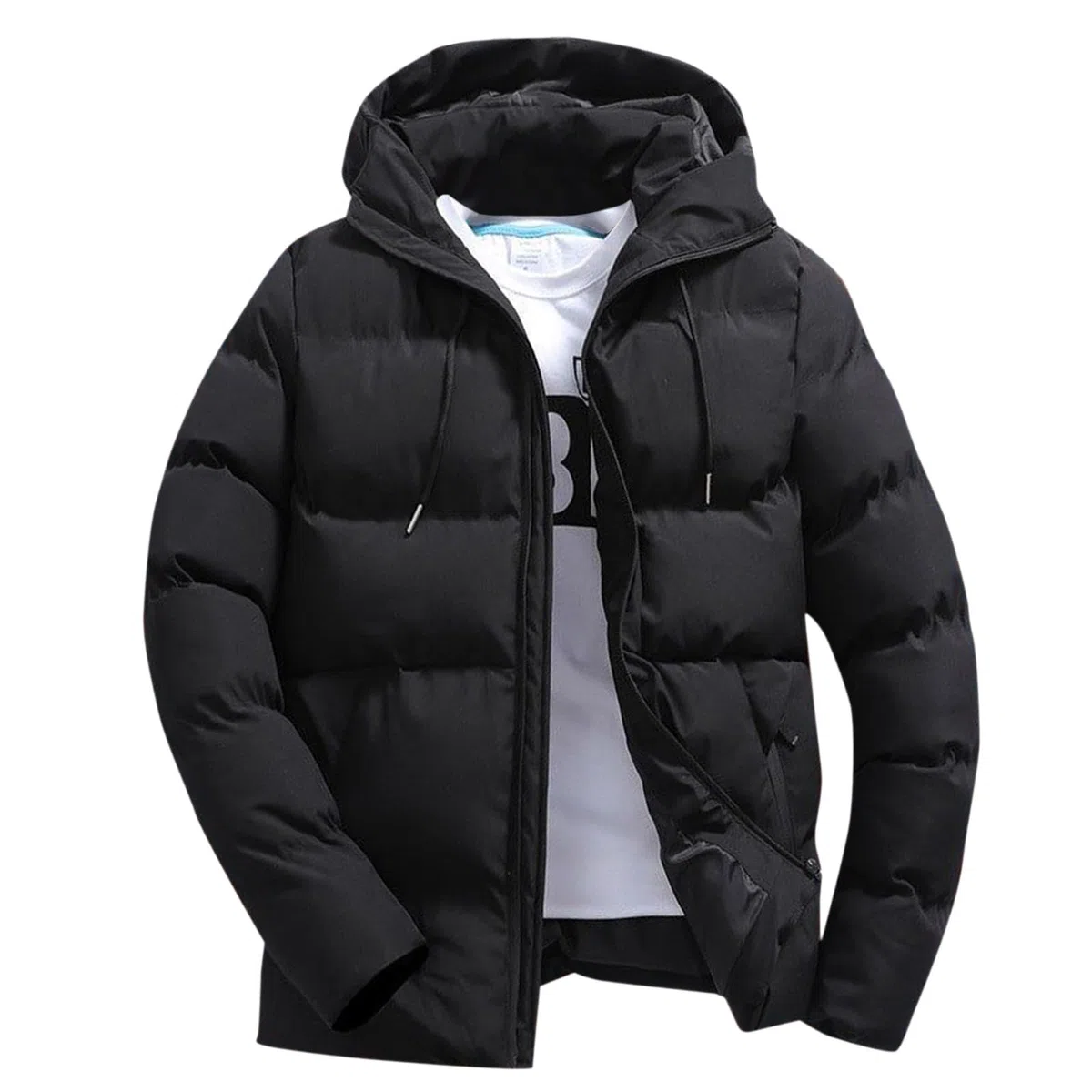Giacca Invernale Imbottita da Uomo con Cappuccio Tinta Unita Casual Comodo e Caldo Antivento Casual Piumino Sportivo Elegante Giubbino
