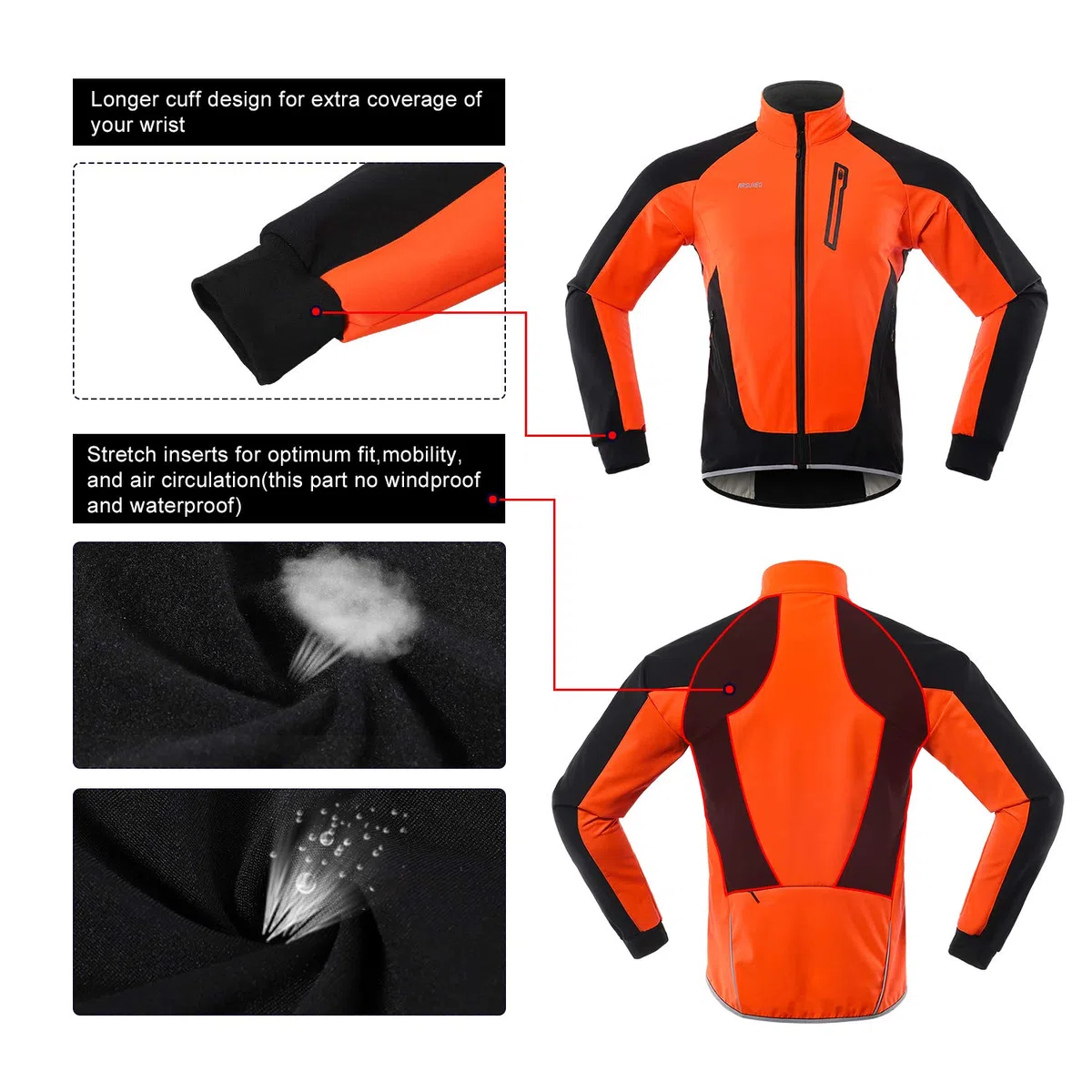 ARSUXEO Giacca da ciclismo invernale da uomo in pile termico Softshell Mountain Bike Outwear antivento impermeabile 20B