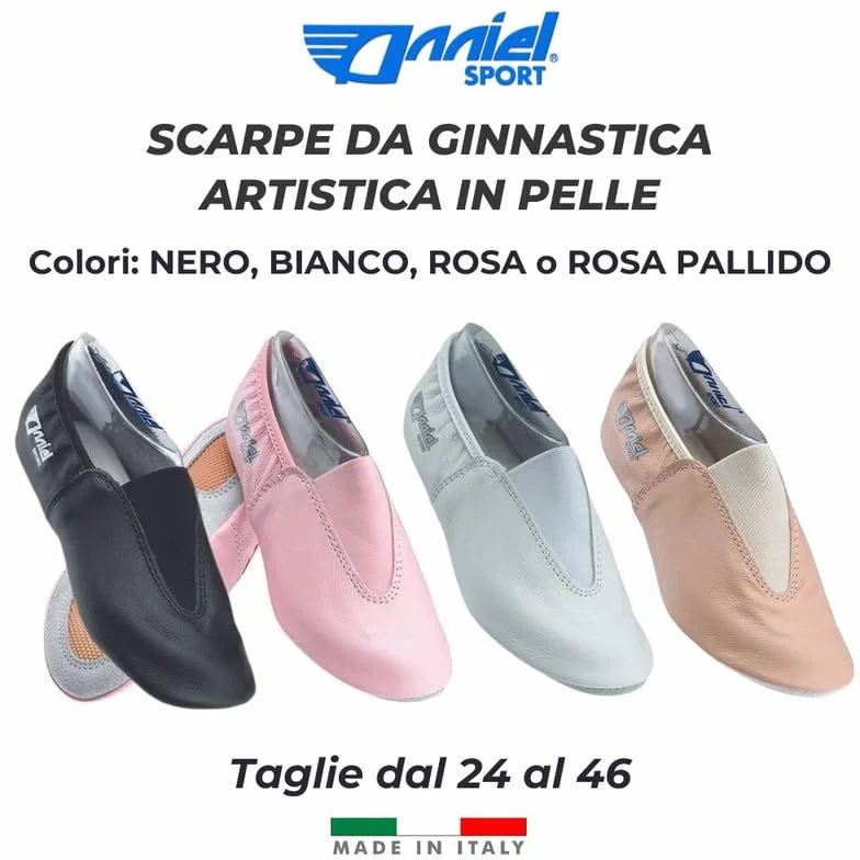 Anniel 2038 Scarpe da Ginnastica Artistica in Pelle. 100% Made in Italy (40, Bianco)