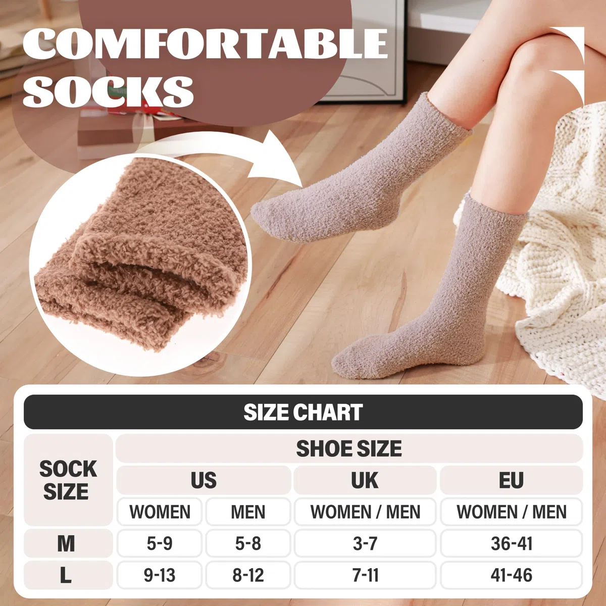 ANTSANG 5 Paia Calzini Fuzzy per Donna Uomo Pantofole Accoglienti Morbide Caldi Invernali Spessi Peluche Calzini Crew