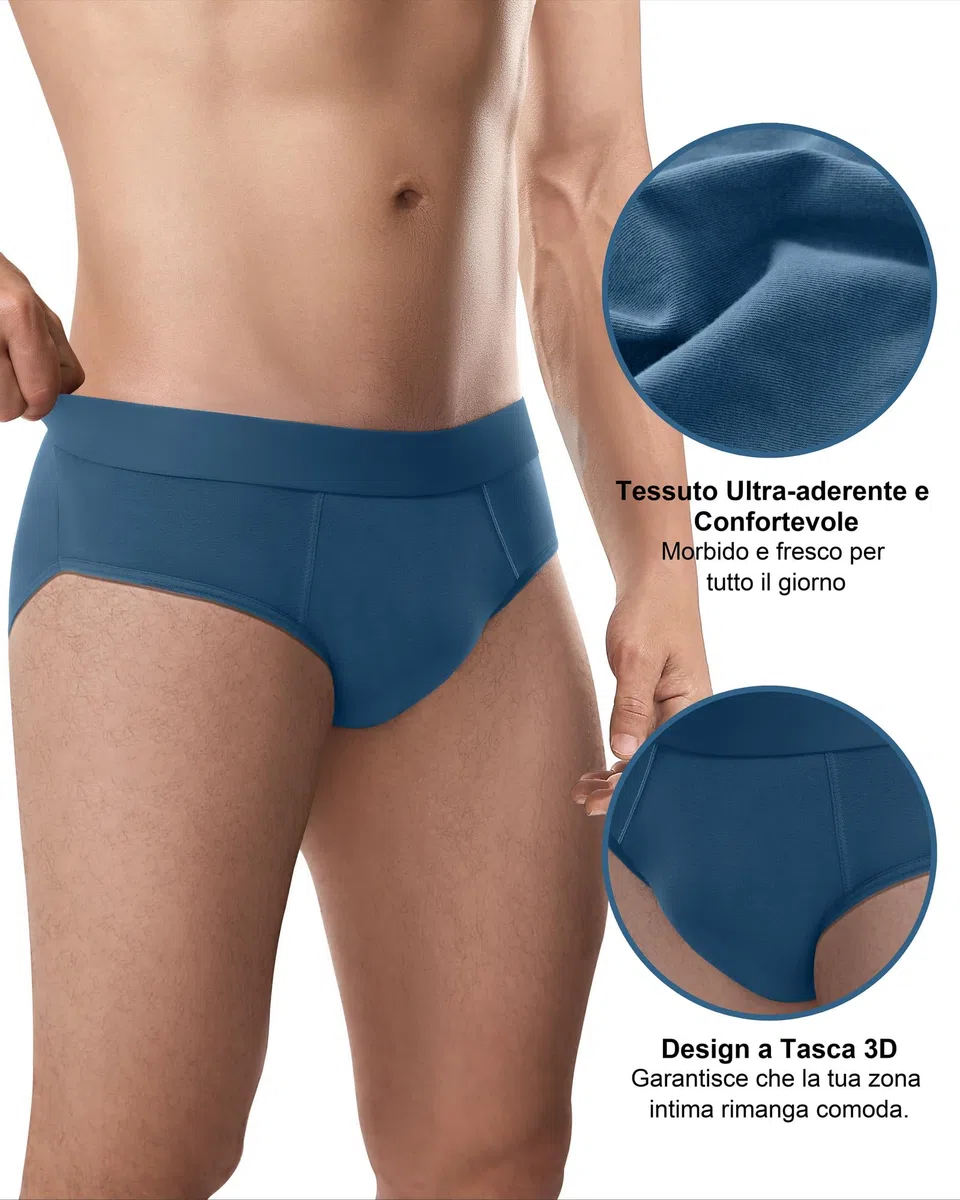 Channo Slip Uomo Cotone Confortevole: Mutande Elasticizzate e Traspirante per Maschi 5 Pack