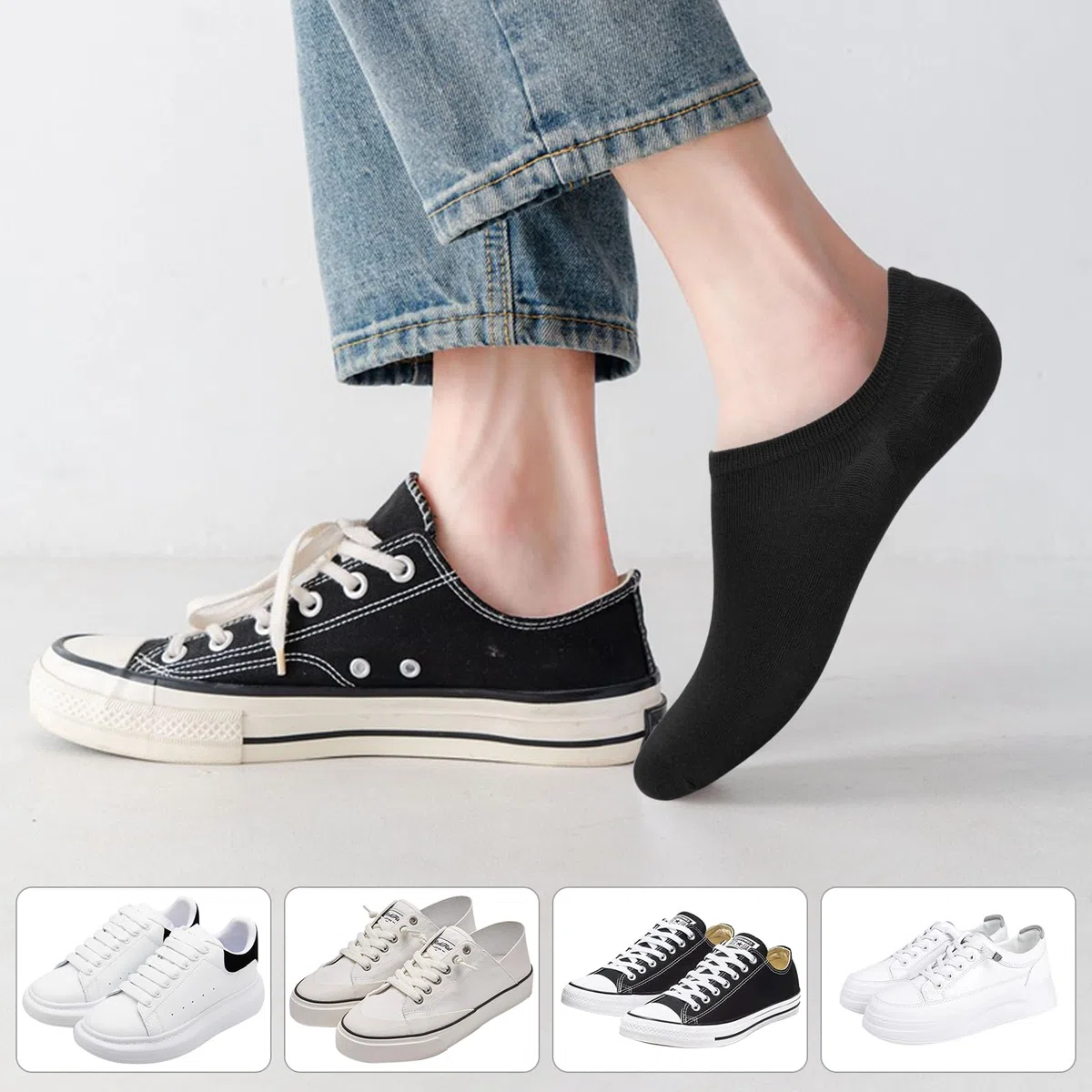 6 paia di calzini da ginnastica in bambù per donne e uomini, calzini alla caviglia, taglio basso, invisibili, antiscivolo, confezione multipla, casual, per sneaker, mocassini e scarpe da barca