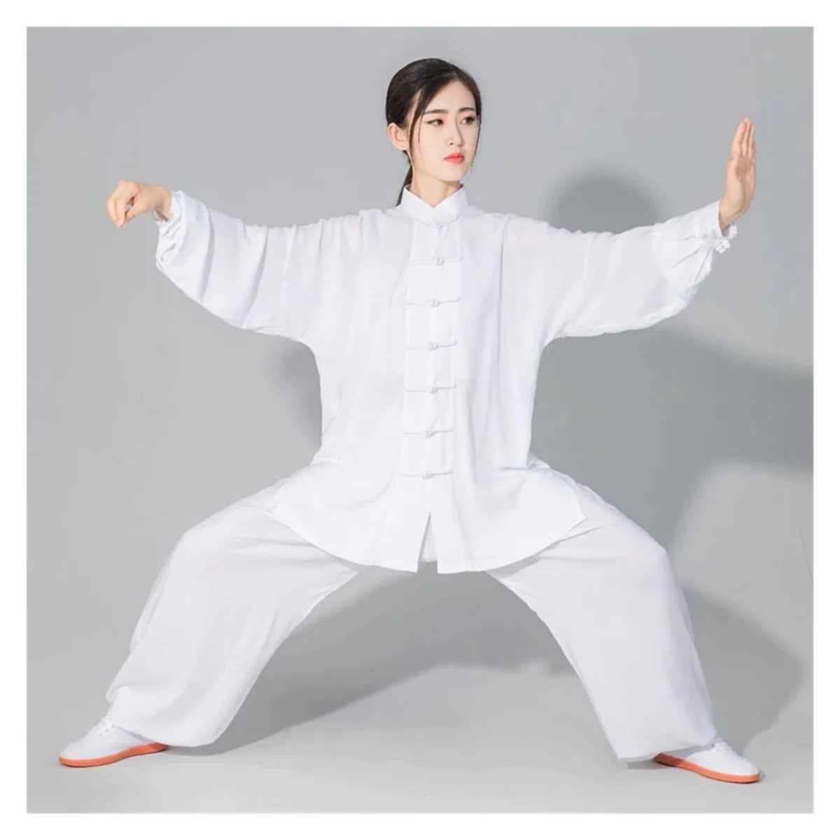 Tai Chi Uniformi Uniforme Tai Chi Cotone Wushu Kung Fu Abbigliamento Adulti Arti Marziali Wing Chun Tuta Taichi Performance Tang Suit(Black,XS(155cm))