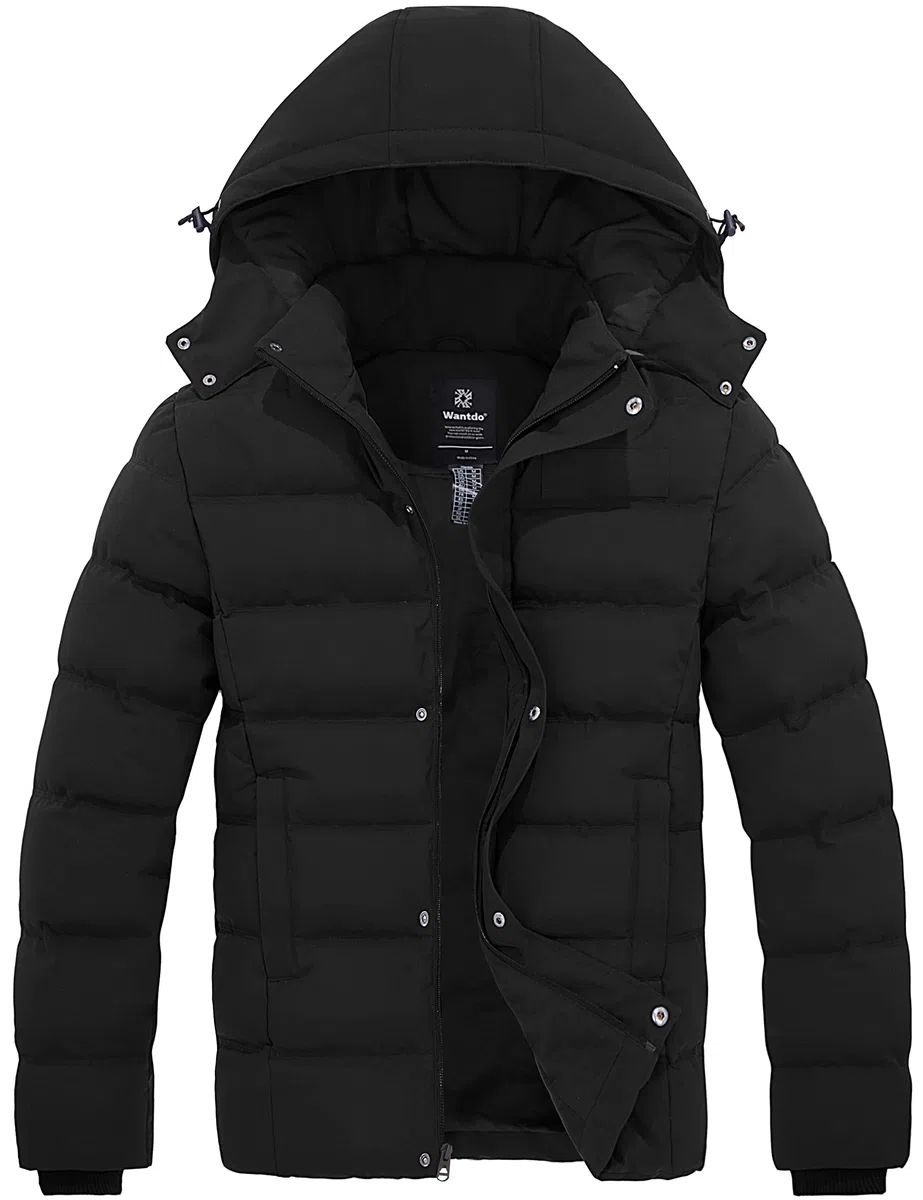 Wantdo Giacca con Cappuccio Antivento Invernale Parka da Lavoro Imbottita Cappotto da Esterno Trapuntato Giubbotto da Trekking in Cotone Uomo