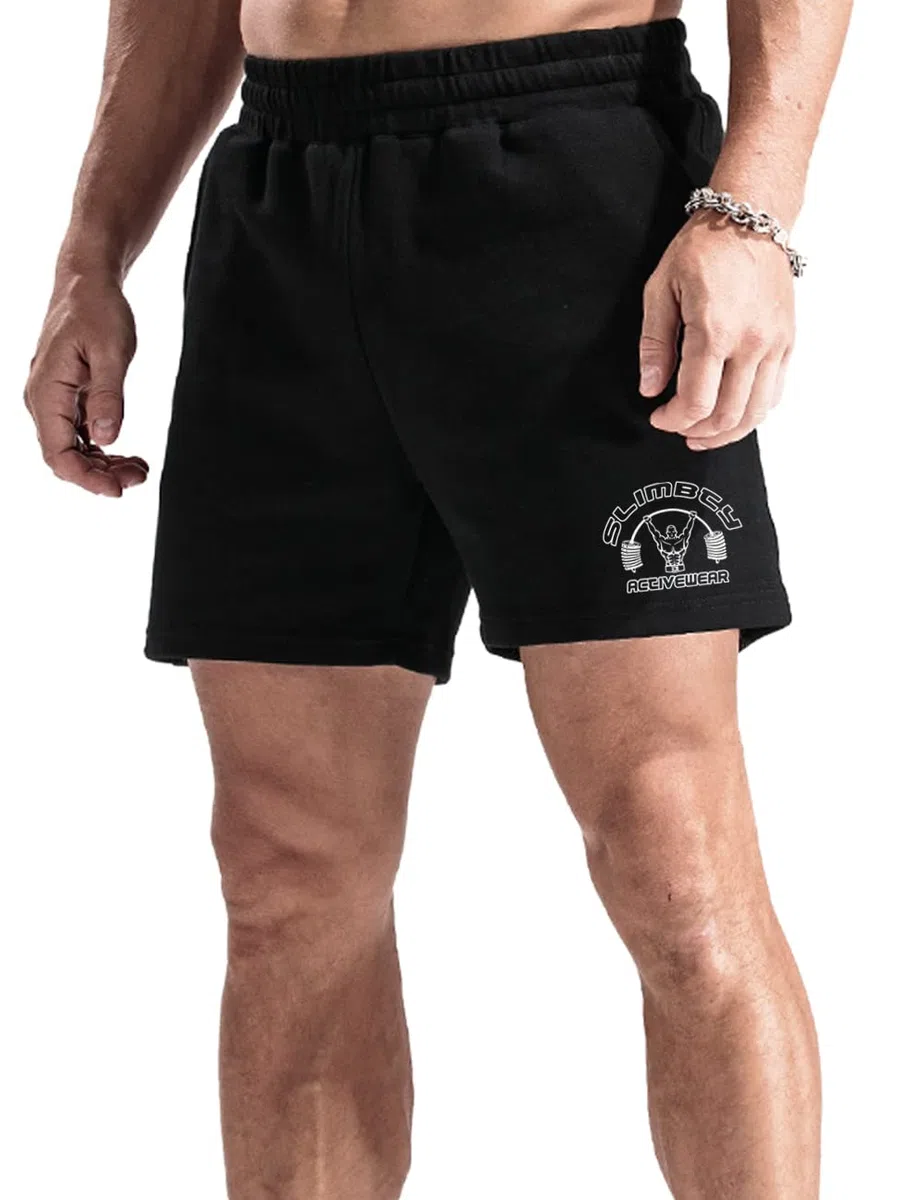 Uomo Bodybuilding Pantaloncini Fitness Corsa Corti Shorts Palestra Corti Cotone 5 "Inseam