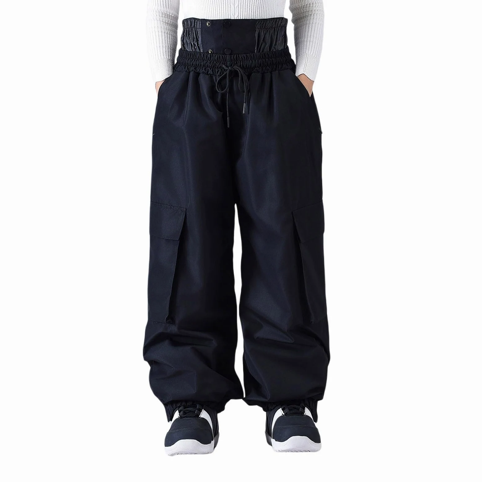 Pantaloni da snowboard da uomo, antivento, impermeabili, termici, larghi, resistenti, in cotone, per l'inverno, in pile, termici