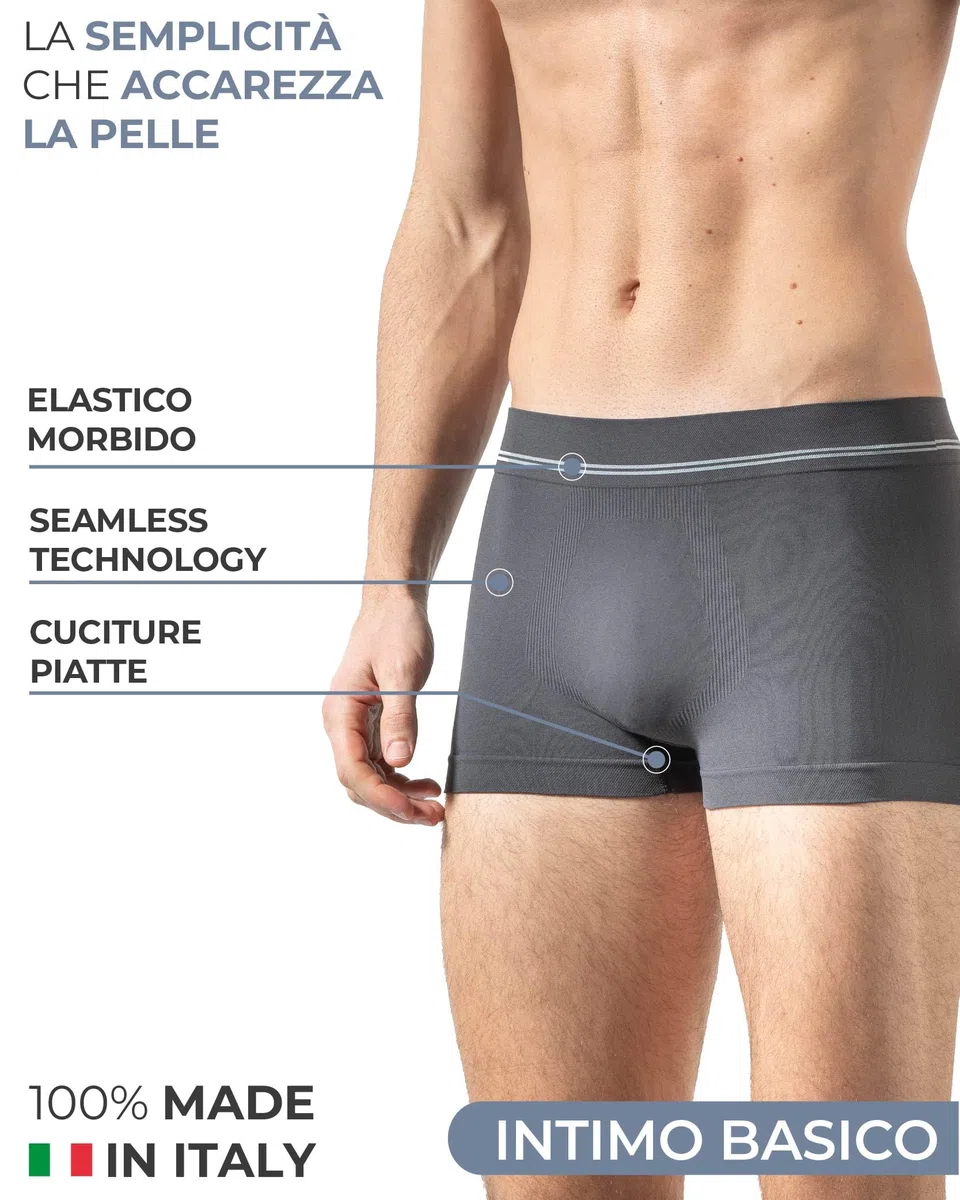 Risalti Boxer Uomo Elasticizzati in Microfibra 3 pz - Mutande Uomo più Morbide dei Boxer Cotone, Mutande Senza Cuciture ed Etichette, Intimo Comodo - Made in Italy
