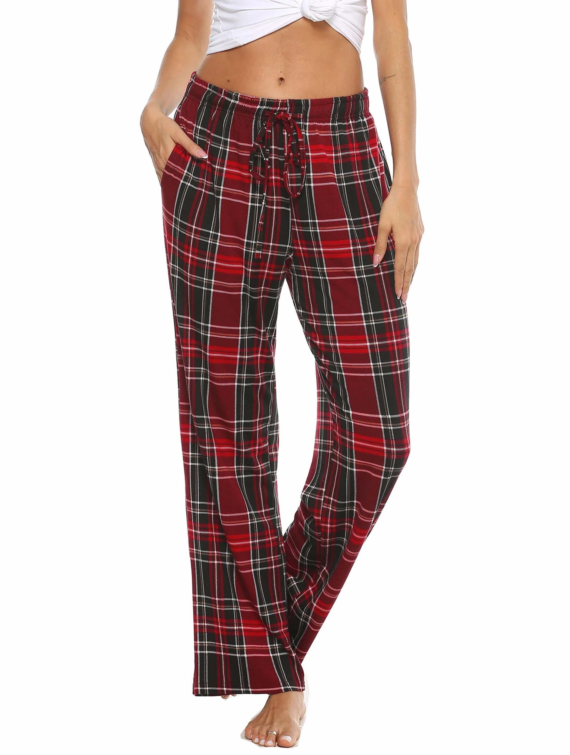 Vlazom Pantaloni Pigiama Donna Pantaloni Donna Flanella Quadri Pantaloni con Coulisse Pantaloni Casa Donna Trousers Plaid Donna