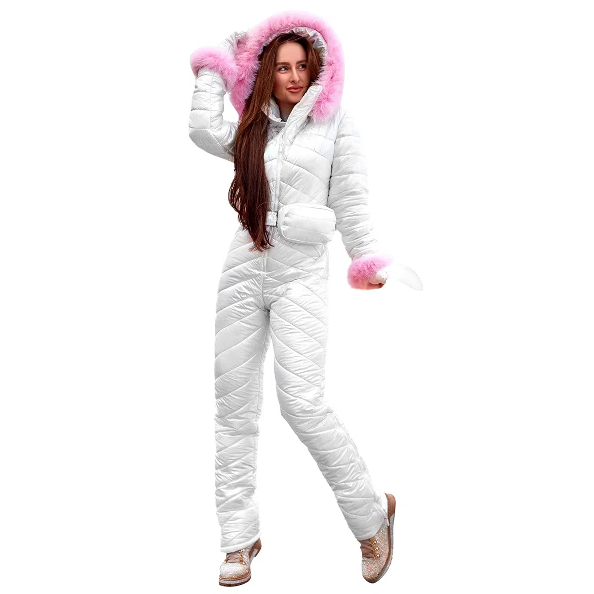 HEONSATI Tuta da Sci Donna Intera Elegante 2 Pezzi Cappotti con Cerniera e Pantalone Completi Sci Aderente Tuta Donna Set di Snowboard Sportiva Completi Intera Neve Due Pezzi Antivento Tuta Sci Donna