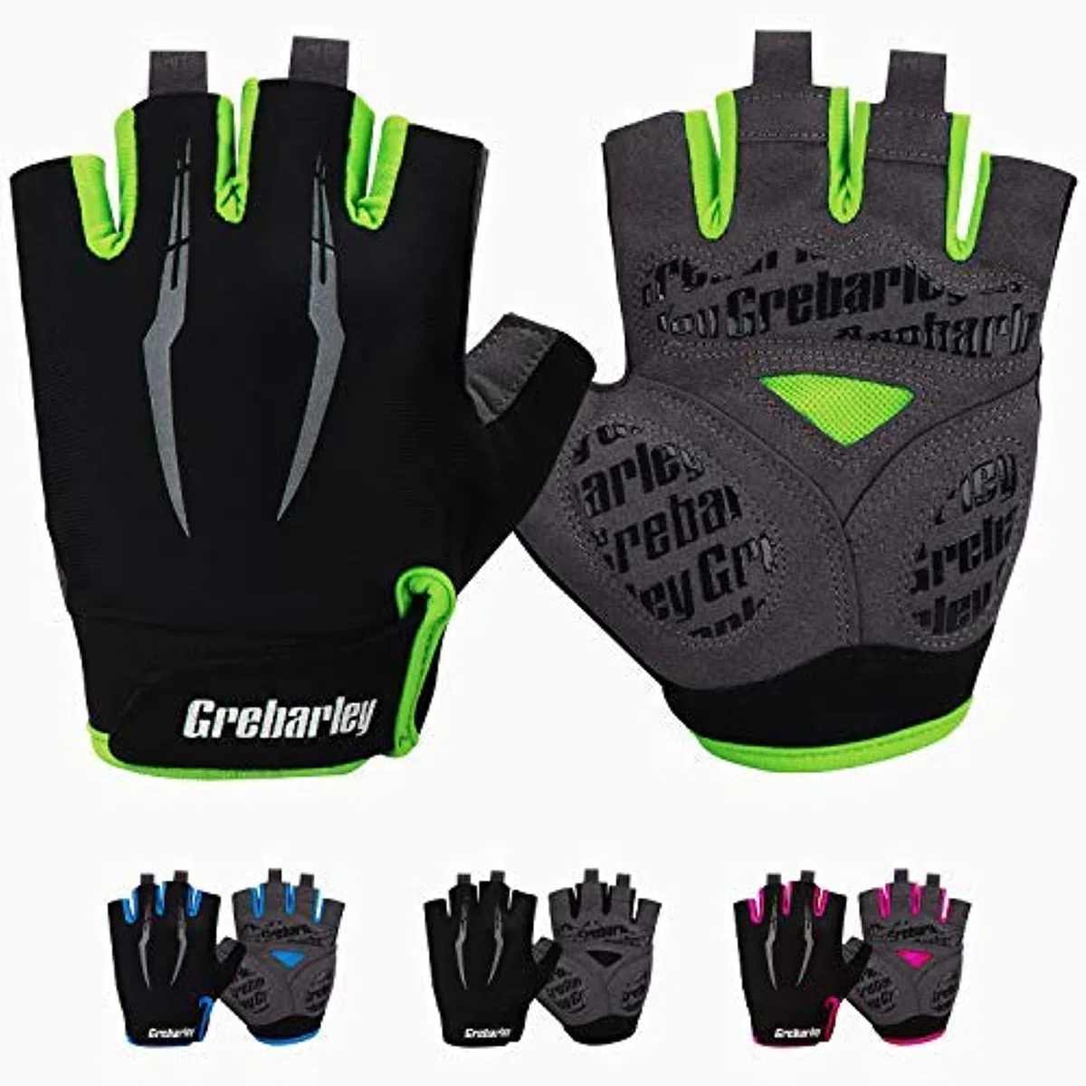 Grebarley Guanti MTB,Guanti da Ciclismo, Mezze Dita Guanti Ciclismo Estivi Uomo Donna, Traspirante/Antiurto/Confortevole/Antiscivolo Adatto per gli sport all'aperto
