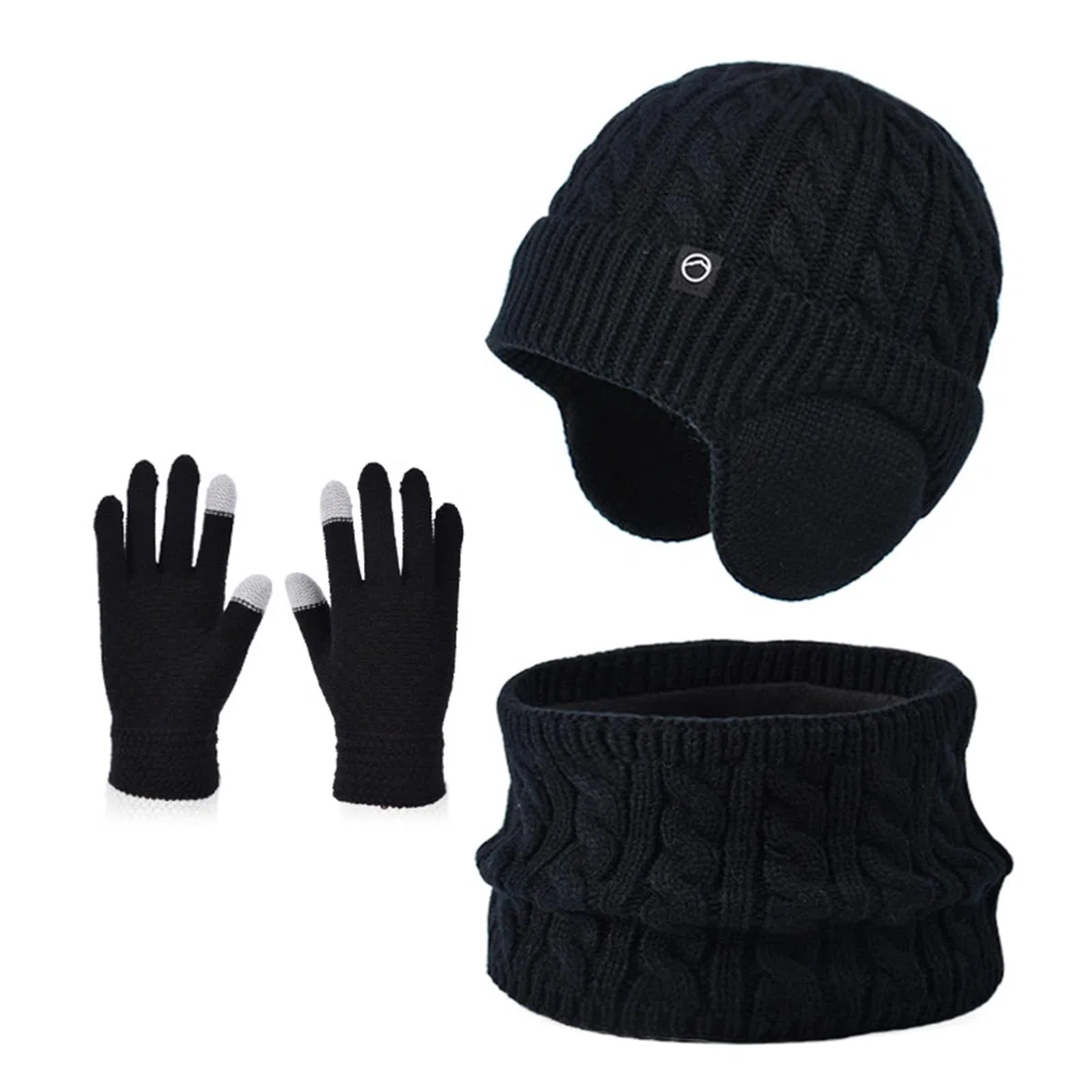Enwokran Cappello Scaldacollo Guanti Set Invernale Bambini Sciarpa Guanti Berretto in Maglia Guanti Touch Screen Termici Cappello con Paraorecchie Calde per Sport All'aria Aperta 4-10 Anni