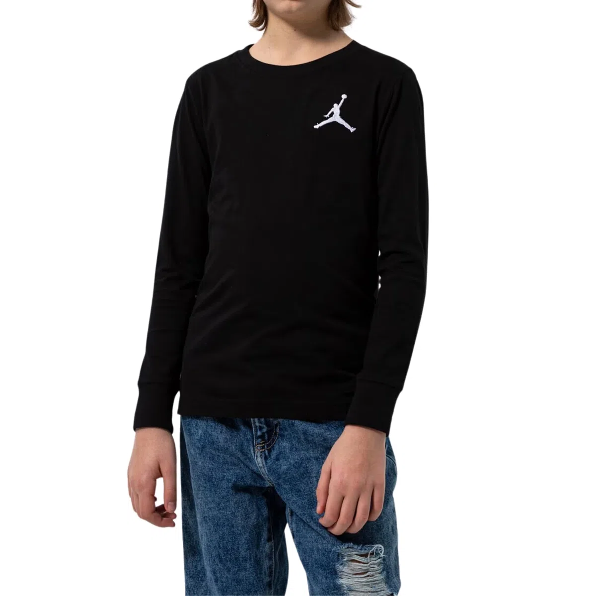 Nike Jordan T-Shirt da Ragazzi Manica Lunga Jumpman Air Nera