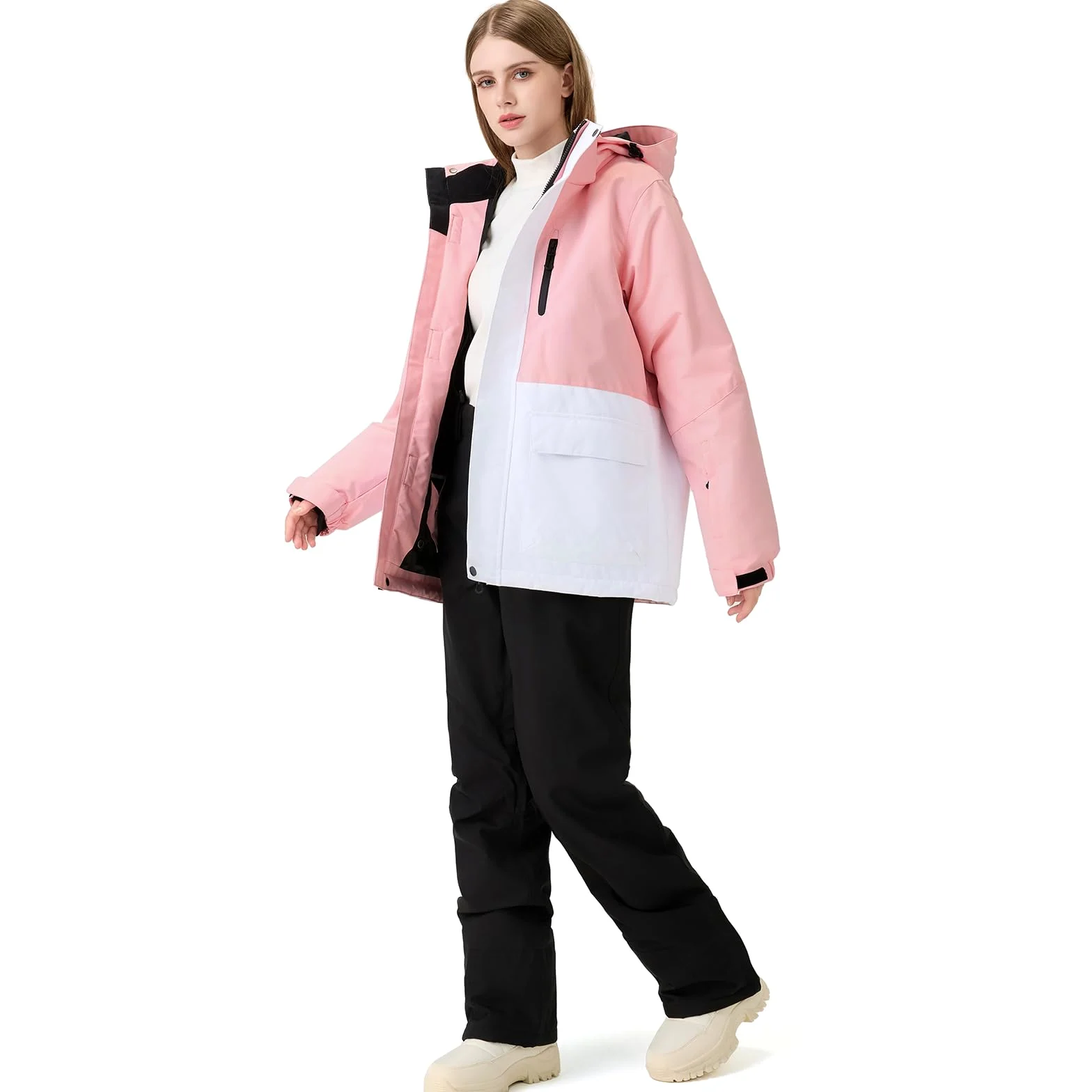HOTIAN Giacca da sci da donna, 2 pezzi, set da sci da donna, impermeabile, antivento, invernale, caldo, sci, neve, set da snowboard