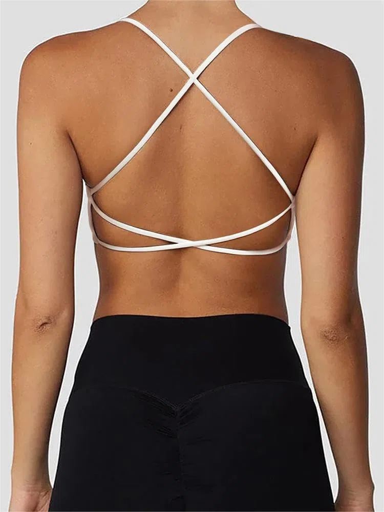 SUUKSESS Reggiseno sportivo da donna, con schiena aperta, imbottito, con spalline, per allenamento, palestra, yoga