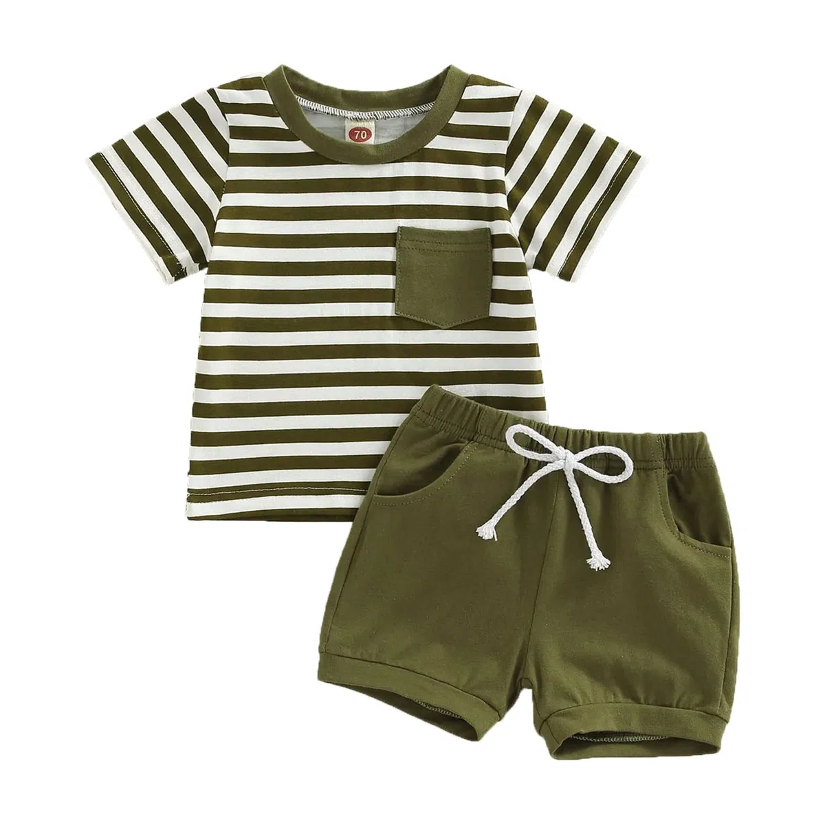 2 Pezzi Completi per Bambino Neonato Set di Vestiti Estivi Maglietta Top da Maniche Corte e Pantaloncini con Tasca Felpa Tuta per Bambini