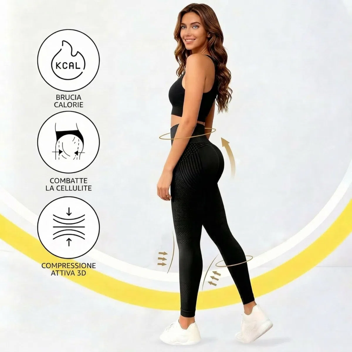 Generico Leggins 3D Anticellulite Original, Lipedema Leggings Push Up Sculpture a Compressione Graduata Leggins Sportivi Donna Leggings a Compressione 2PCS