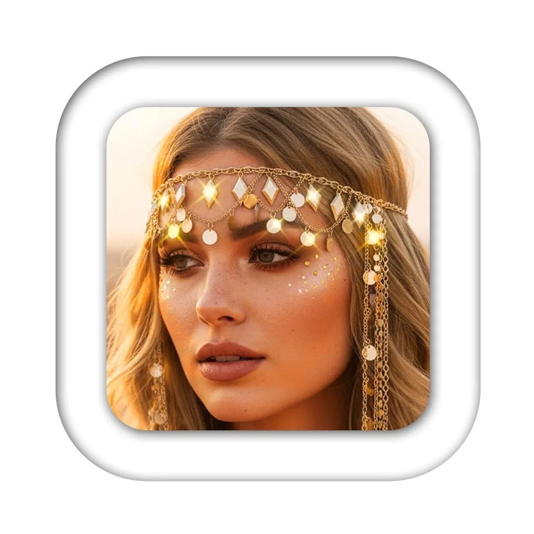 Zoestar Catena per la testa in stile bohémien, con nappe dorate, catena a strati per fronte, gioielli, festival, costume, accessori per capelli per donne