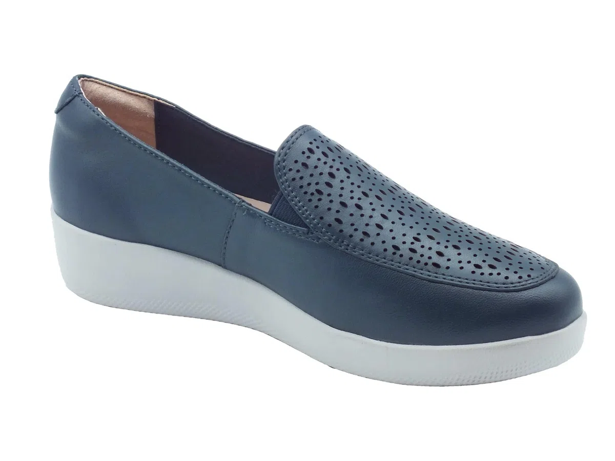 Stonefly 218962 Paseo Nappa Ocean Blue Mocassini Confort per Donna in Pelle con Elastici