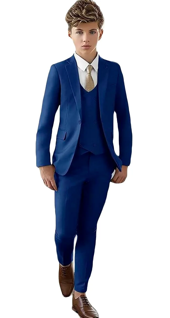 Peak Risvolto Vestito per Ragazzi Slim Fit Blazer Gilet Pantaloni Ragazzi Partito Vestito Ragazzi Abito Formale Bambino Smoking Matrimonio