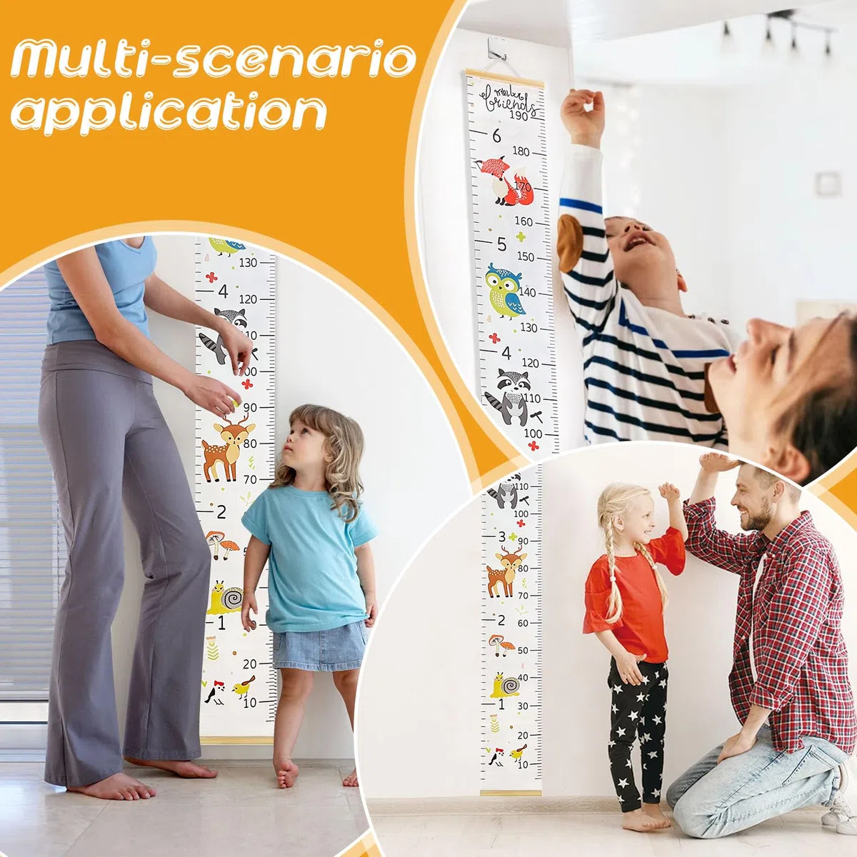 Set di misuratori per bambini, 20 x 200 cm, con 1 gancio per misurare l'altezza e i piedi di ragazzi e ragazze