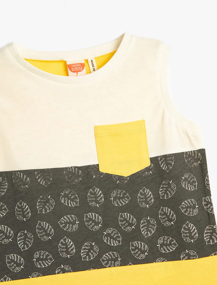Koton T-Shirt Senza Maniche Color Block Round Collar Cotton Maglietta Bimbo
