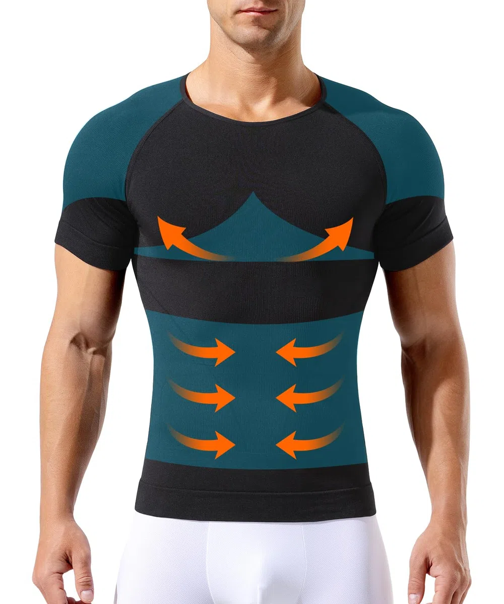 Casey Kevin Maglietta Compressione Uomo, Body Contenitivo Modellante, Maglia Compression Shirt Asciugatura Rapida, Canotta Snellente per Fitness Palestra