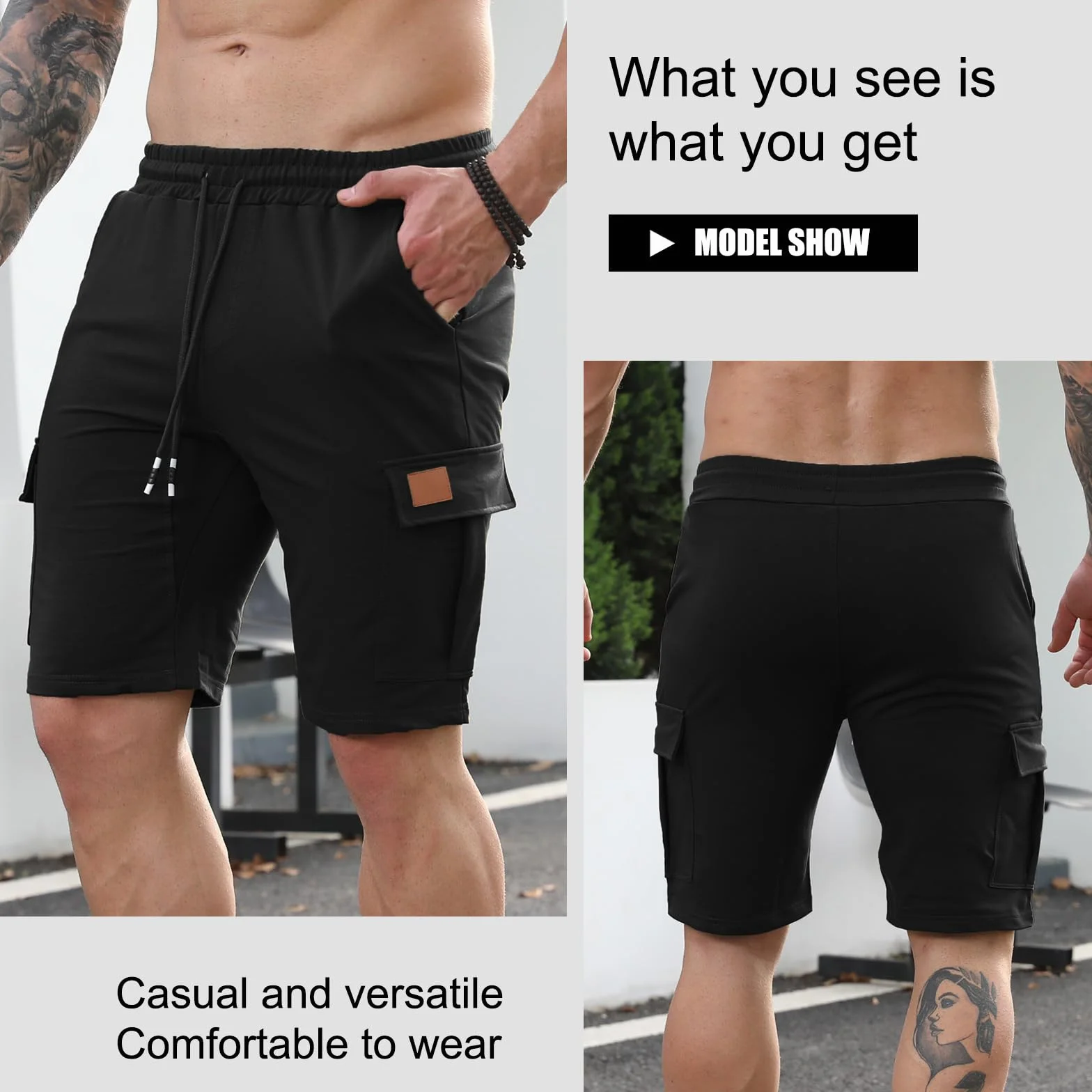 Suwangi Pantaloncini Uomo Pantaloni Corti Bermuda Cargo Sportivo Cotone Corsa Shorts Estivi con Multi-Tasca