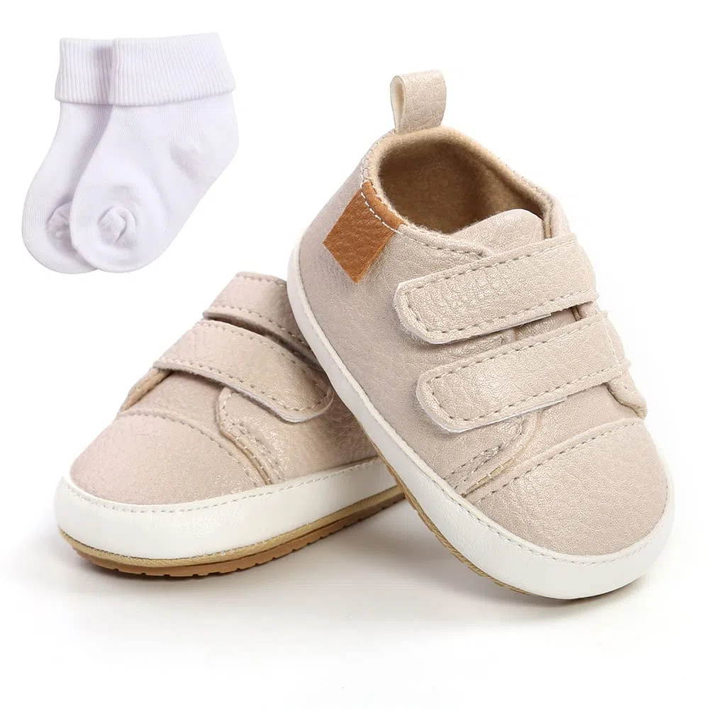 Scarpe da Ginnastica per Bambini da Bambina Scarpe da Bambino Scarpe da Passeggio per Primi Passi in Pelle PU Scarpe da Ginnastica Antiscivolo per Neonati da 0 a 18 Mesi con calzino