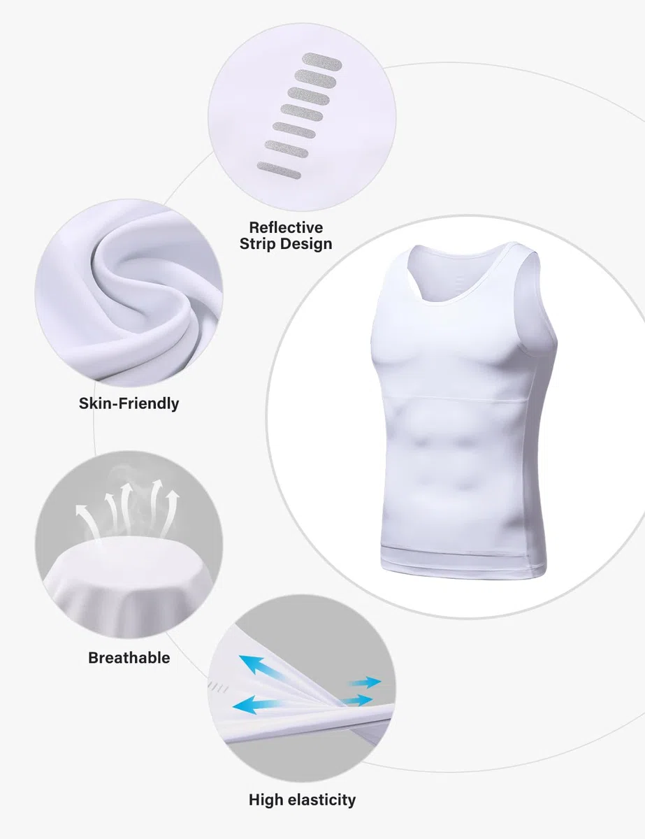 Canotta Compressione Uomo Contenitiva Pancia Piatta - Body Shaper Snellente Intimo Senza Maniche - Maglietta Modellante