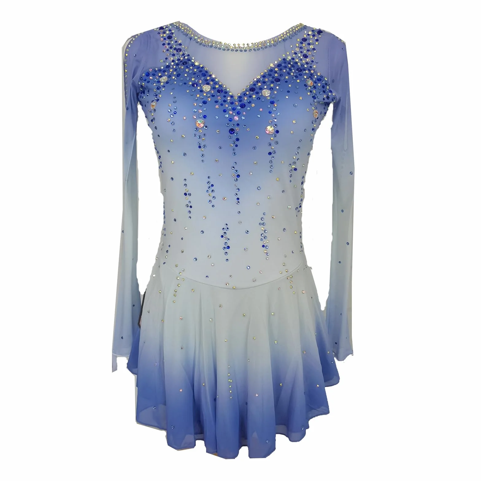 LIUHUO Vestito elegante blu per pattinaggio artistico, per ragazze e donne, vestito da competizione per danza sul ghiaccio, abbigliamento da pattinaggio