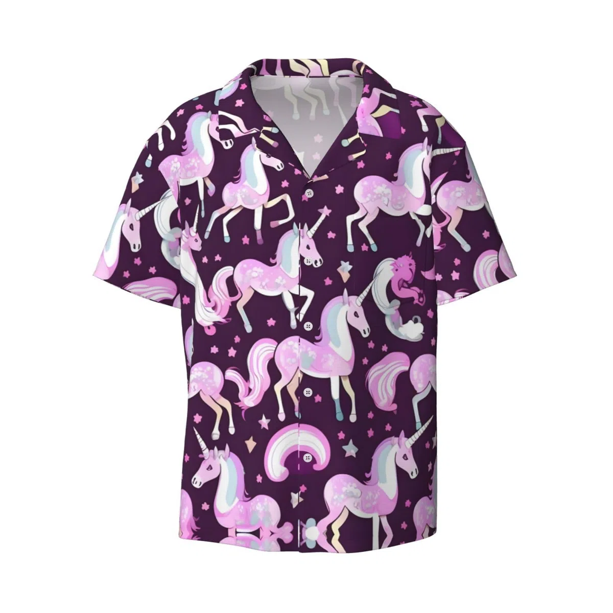 Camicie da uomo rosa con unicorni, stili classici hawaiani e cubani, abbigliamento casual e da vacanza, camicie a maniche corte da uomo con bottoni