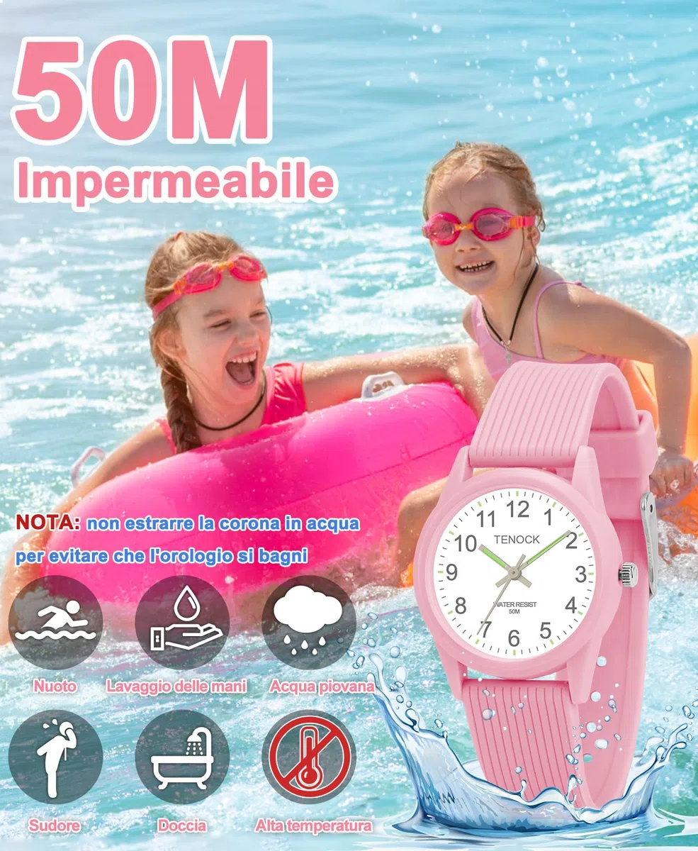 OROLOGI PER BAMBINI PER RAGAZZI RAGAZZE L'APPRENDIMENTO DEL TEMPO 50M IMPERMEABILE OROLOGIO PER BAMBINI FACILE DA LEGGERE PER ETÀ 4-12 BAMBINI GRANDI REGALI DI COMPLEANNO